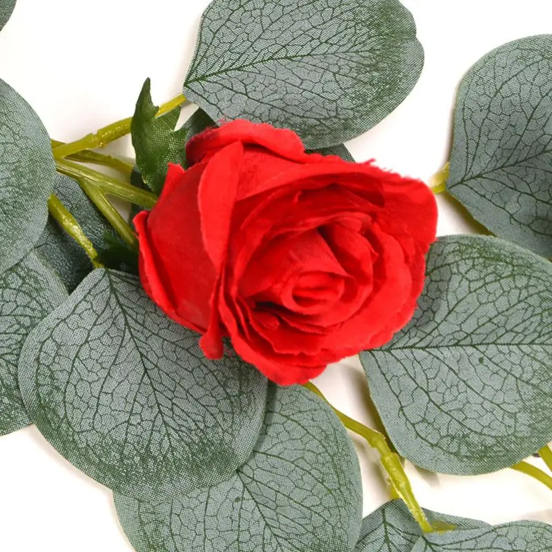 Длинные искусственные серебряные листья эвкалипта в долларах с розами гирлянды