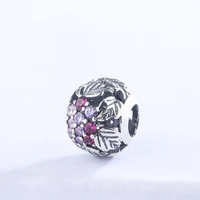 high quality 925 sterling silver openwork leaves pave purple zircon cz charms beads fit charm bracelets necklaces diy jewelry