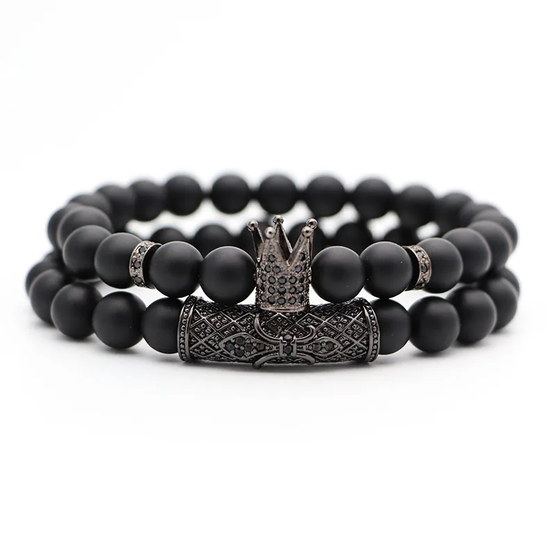 2 шт./компл. мужские и женские браслеты Роскошные из натурального камня с бусинами