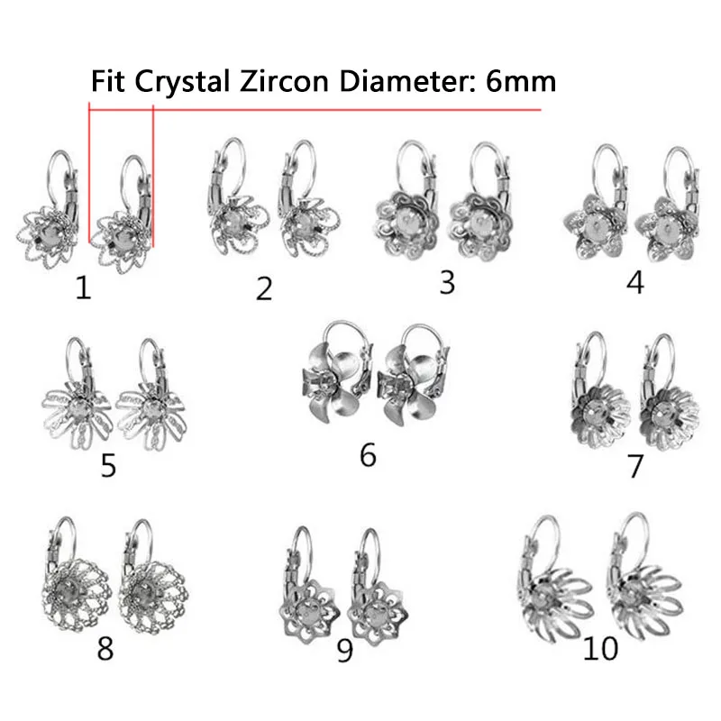 10 шт./лот французская Подставка под серьги из нержавеющей стали цветок кабошон