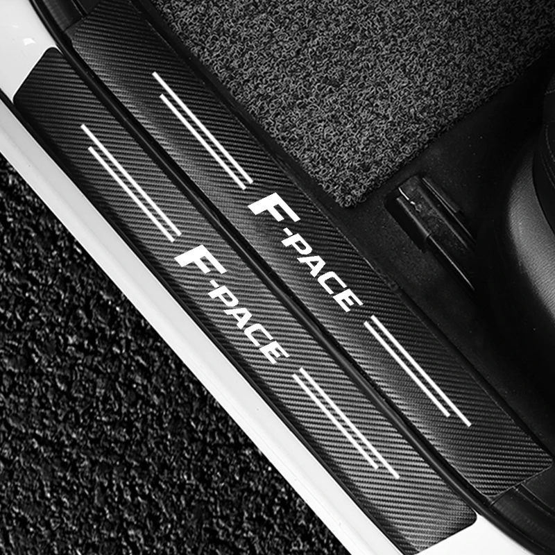 

4PCS For Jaguar Fpace F Pace F-pace 2021 2020 2019 2018 2017 2016 Car Door Sill Scuff Plate Carbon Fiber Stickers Accessories