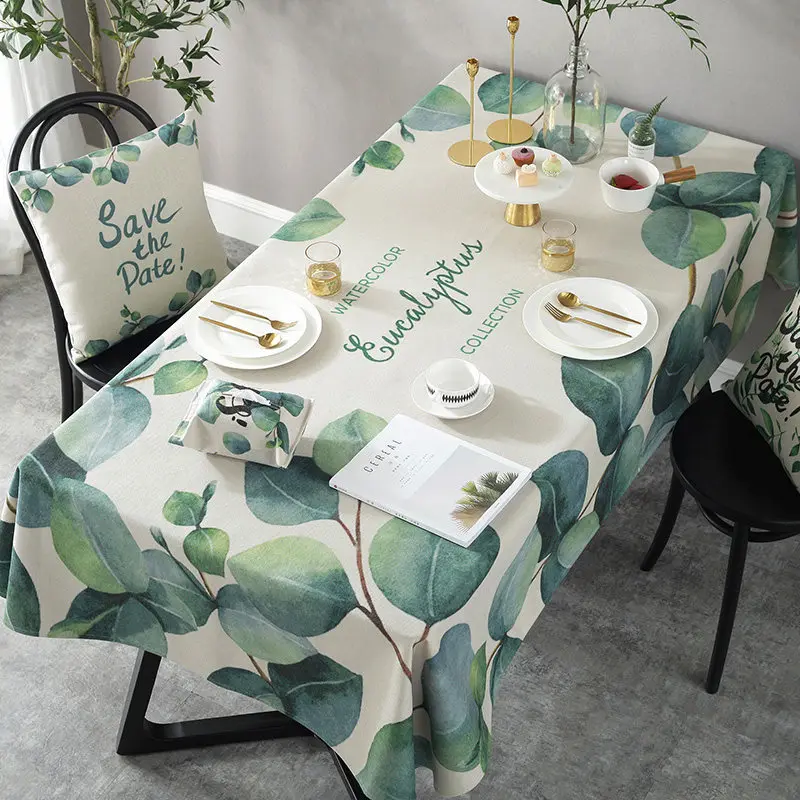 

Northern European Green Vegetation Eucalyptus Leaf Tablecloth Tablecloth Table Cloth Cover Towel tablecloth rectangular