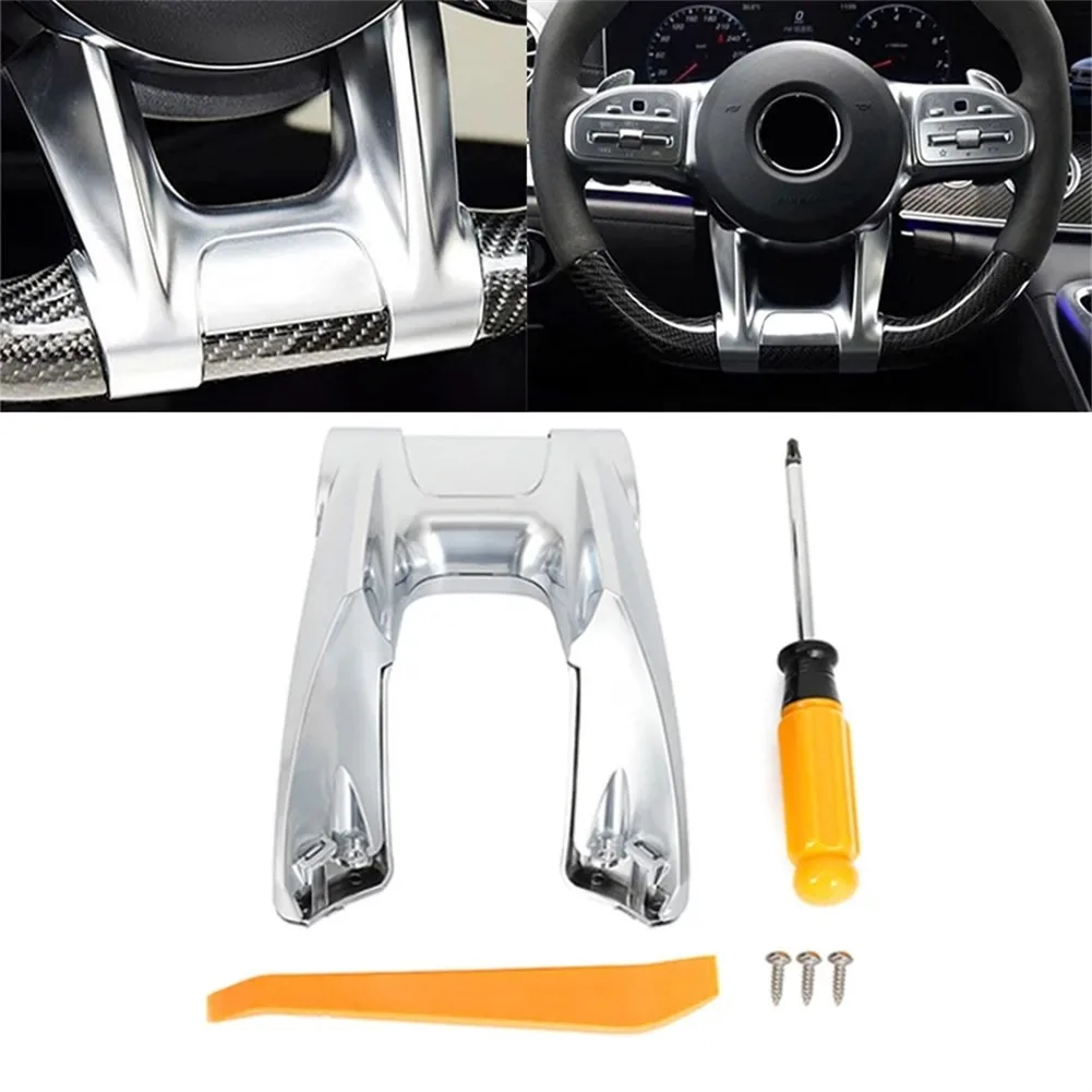 

1pc Car Steering Wheel Low Cover Car-styling Plate Interior Decorative Covers Accessories For Mercedes Sport W177 W247 W205 W213