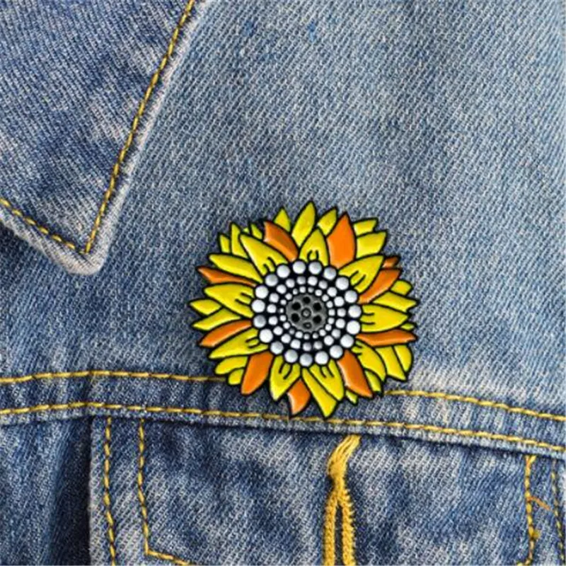 Булавка WKOUD с изображением фургона подсолнуха брошь цветком эмалированные