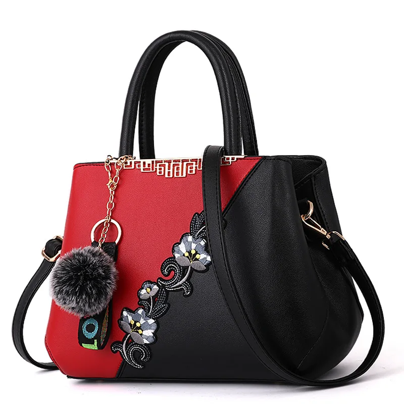

Bag 2021 new fashion women's bag foreign trade handbag contrast color wool ball one shoulder slant span bag tote bag tote bag
