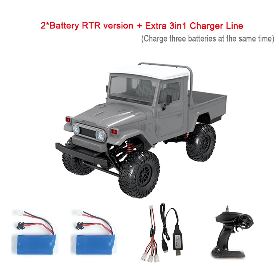 WPL RC автомобиль MN-45 комплект RTR 1/12 Масштаб 2,4 г 4WD несколько цветов Rc автомобиль светодиодный свет гусеничный Альпинизм внедорожный грузовик FJ45 для мальчиков детей - Цвет: MN45-2B-RTR-Gray