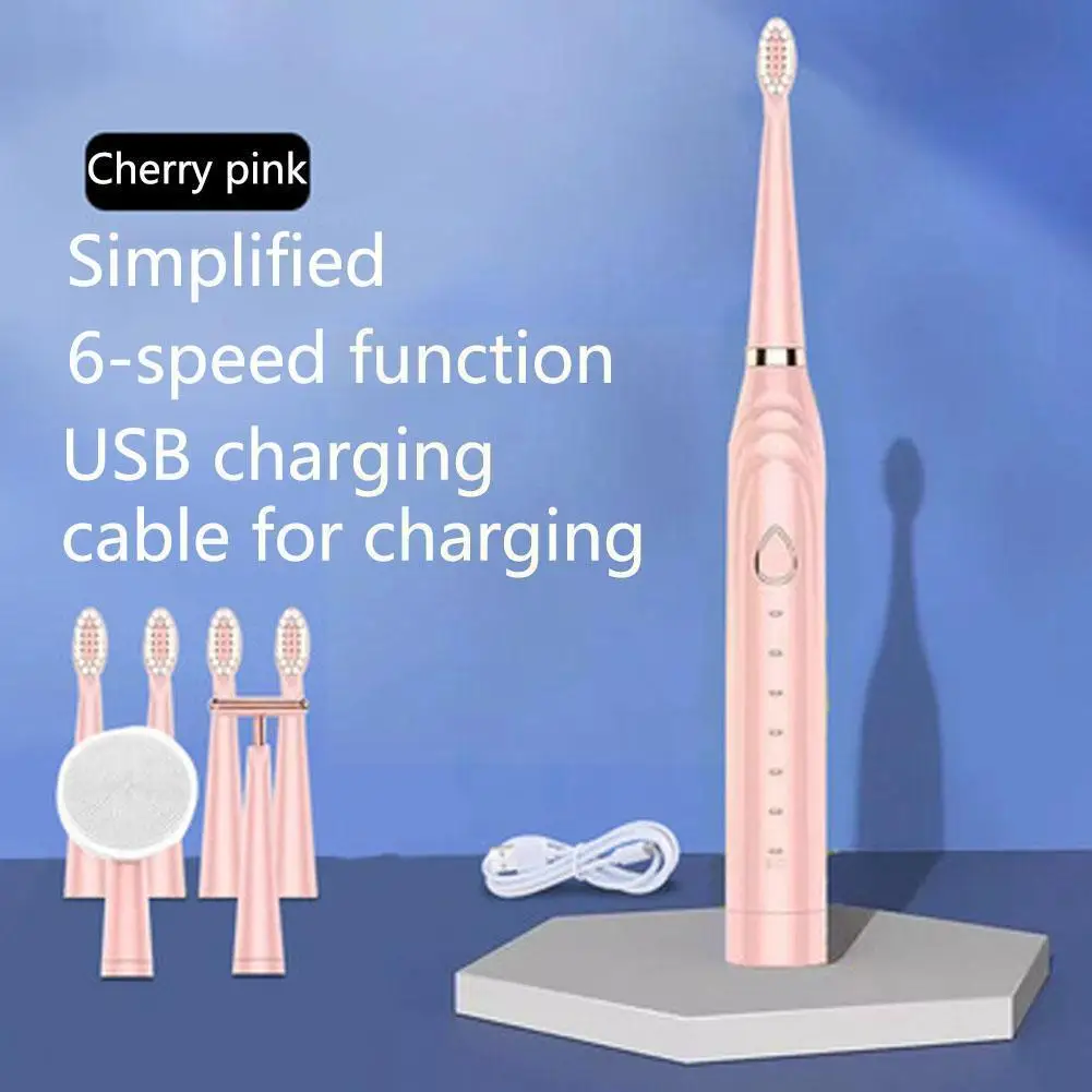 

Powerful Electric Toothbrush Sonic Vibration 6 Files Soft USB Charging Electric Children Toothbrush Household Smart Fur Adu K3N9