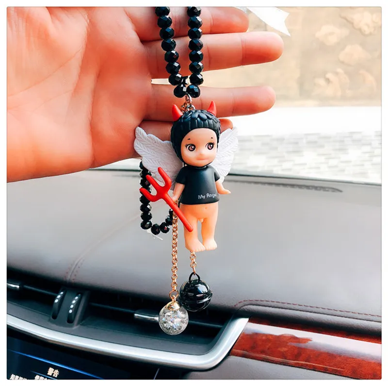 Cartoon Angel Doll Car Rearview Mirror Pendant Hanging Ornaments Auto Decoration Accessories Cupid Demon Unicorn | Автомобили и