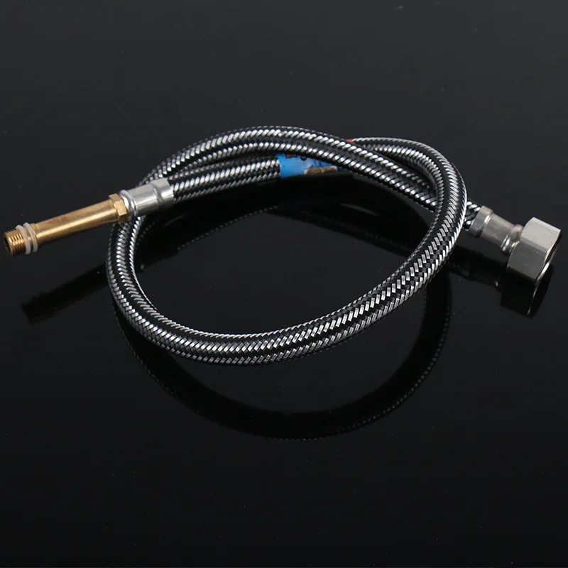 Explosion-proof hose metal bathroom braided high pressure single head black wire hot and cold toilet connect | Обустройство дома