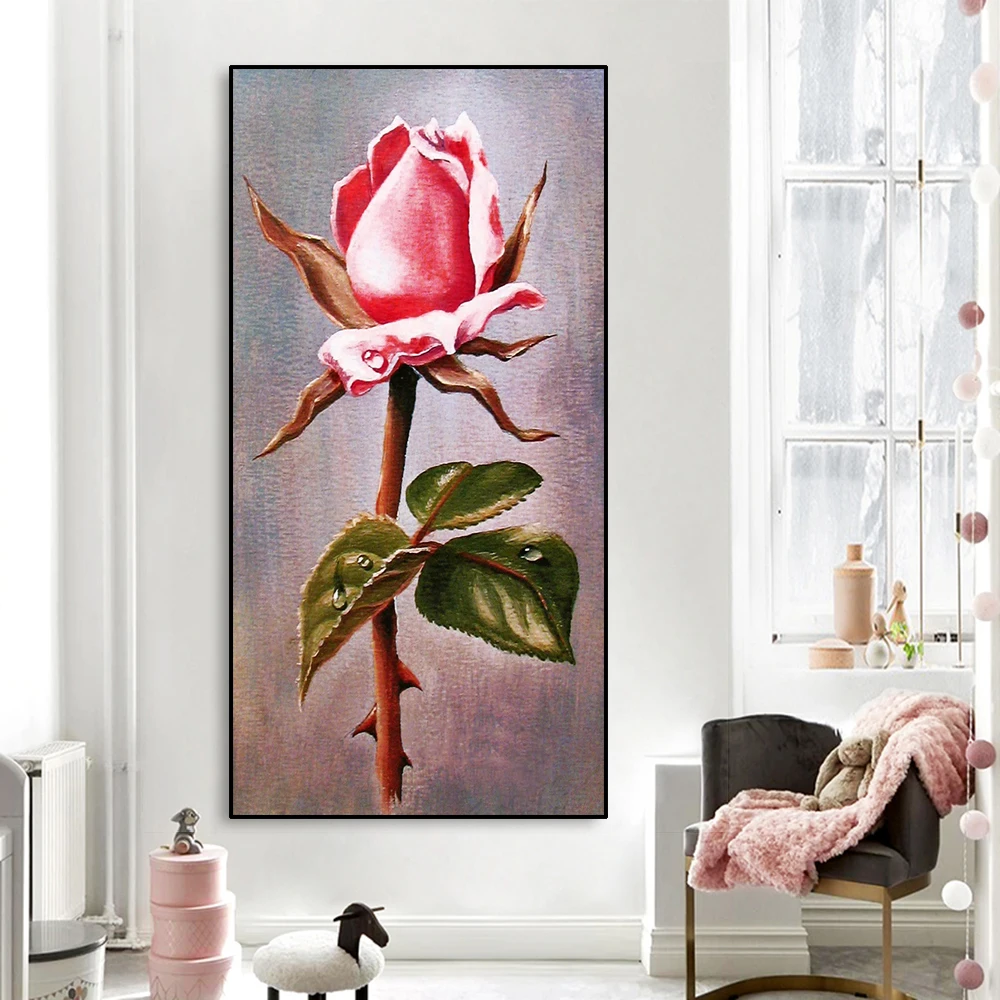 Фото Laeacoo постер с розовой розой декор для интерьера холст домашний украшение