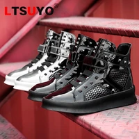 mens british rivet high top shoes hip hop sneakers fashionable outdoor casual mens shoes autumn and winter trendy shoes