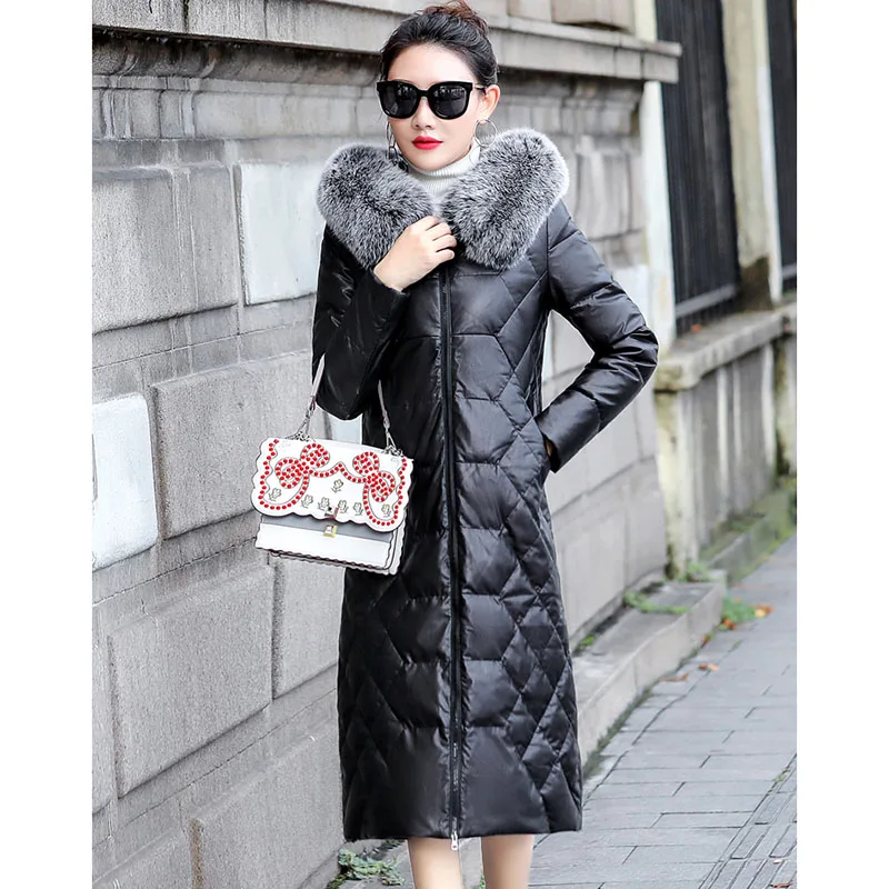 Женская куртка из натуральной кожи пальто овчины Женское зимнее Воротник