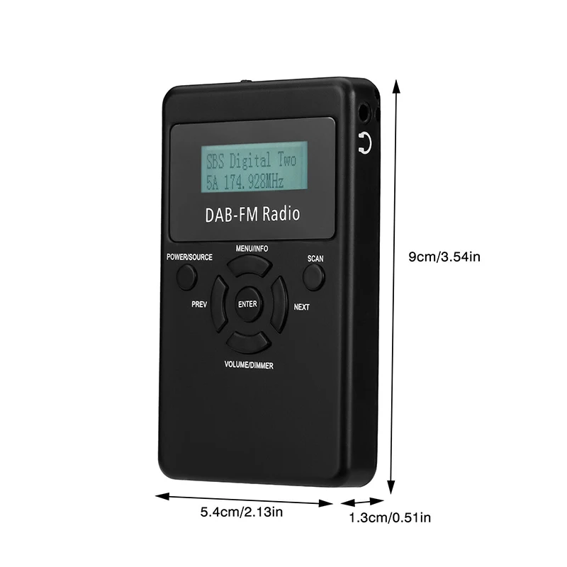 Мини стерео радиоприемник портативный цифровой DAB + FM с наушниками только для