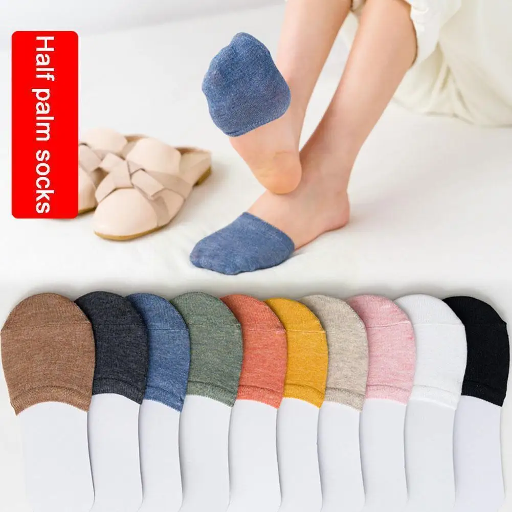 

Forefoot Socks Woman Summer Color Candy Female Half Heels Half Socks Foot Cotton Toe Invisible Cover Breathable Socks Q8p0