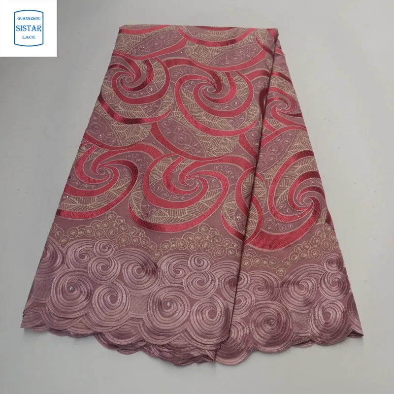 100% хлопок небесно голубой швейцарский вуаль кружево в Швейцарии с камнями