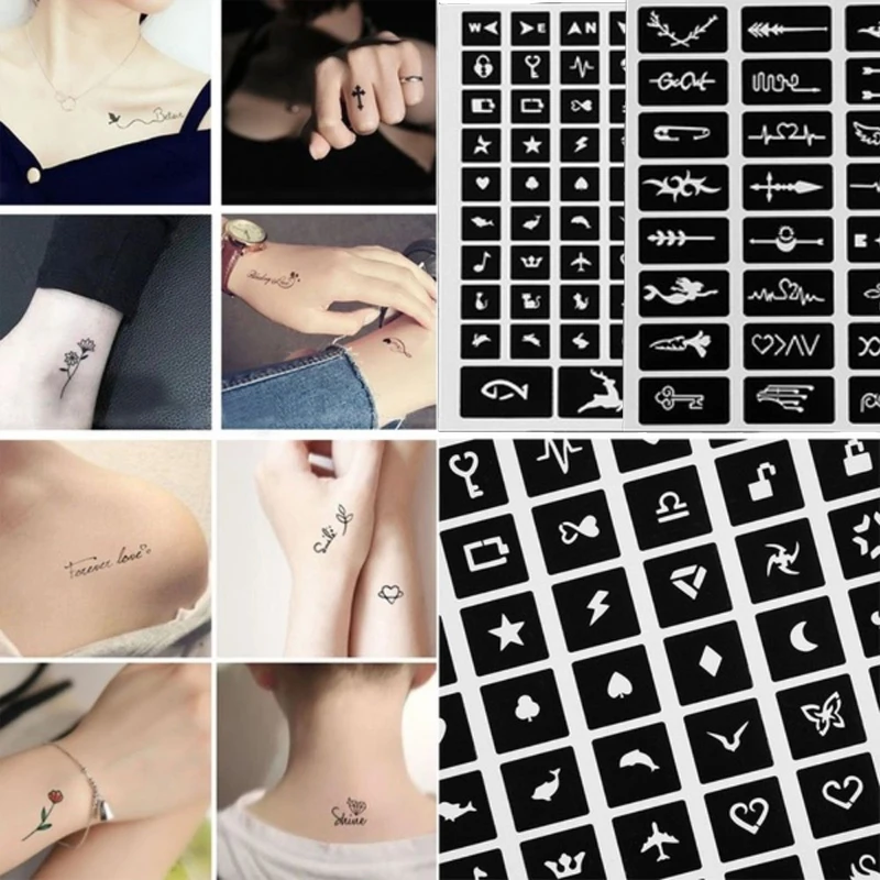 Набор шаблонов для татуировок с отверстиями 3 штуки шаблон боди арта комплект хны