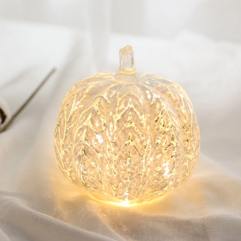 

Halloween LED Pumpkin Light Simple Glass Festival Decorative Night Lights Xmas Lantern Home Party Decor Props Desktop Ornaments
