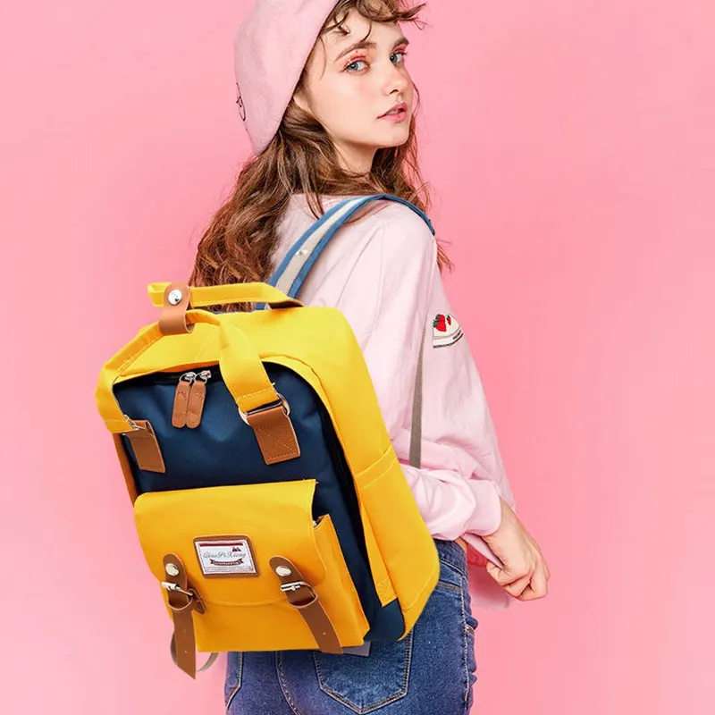 2021 Fashion Patchwork Women School Bags Waterproof Oxford Travel Backpacks Teenagers Girls Large Capacity Bagpack Female