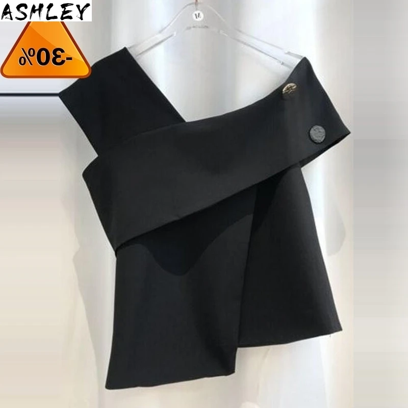 Нерегулярные женская рубашка с v образным вырезом без рукавов пикантные женские