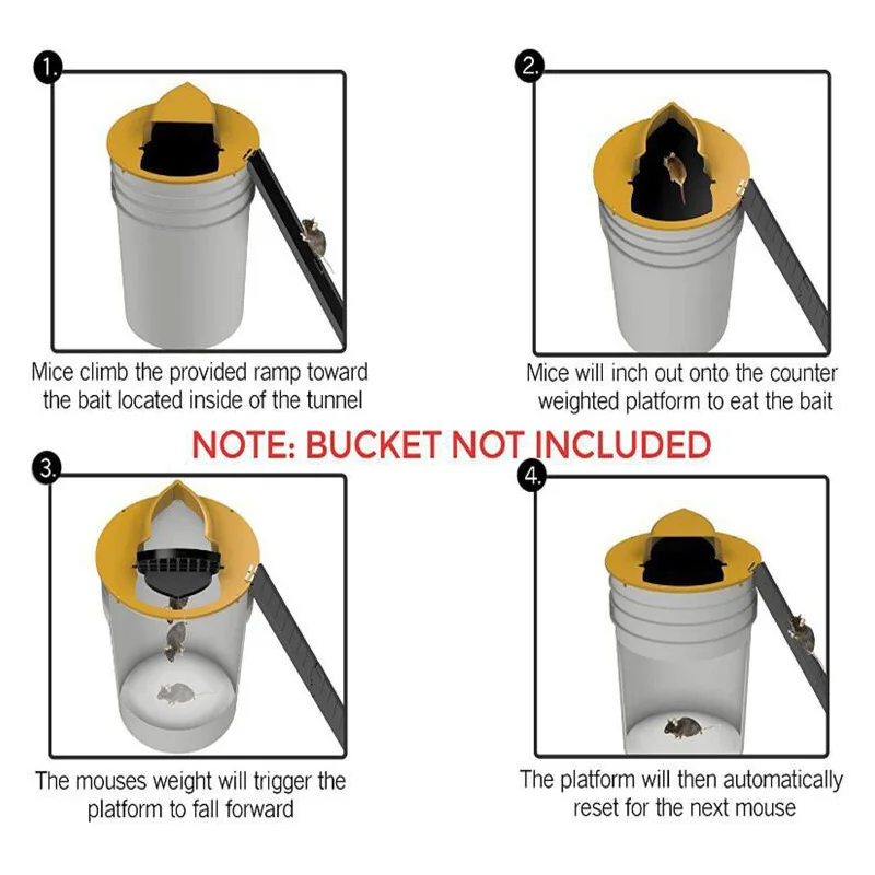 

Smart Automatic Mouse Trap Bucket Plastic Flip N Slide Lid Humane Lethal Rat Trap Door Style Multi Efficient Easy Mole Repeller