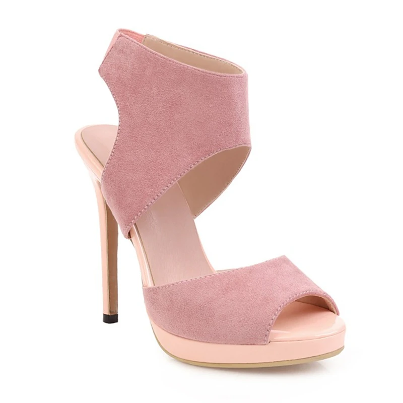 Сандалии MKKHOU женские с открытым носком замша высокий каблук 12 см открытый модная