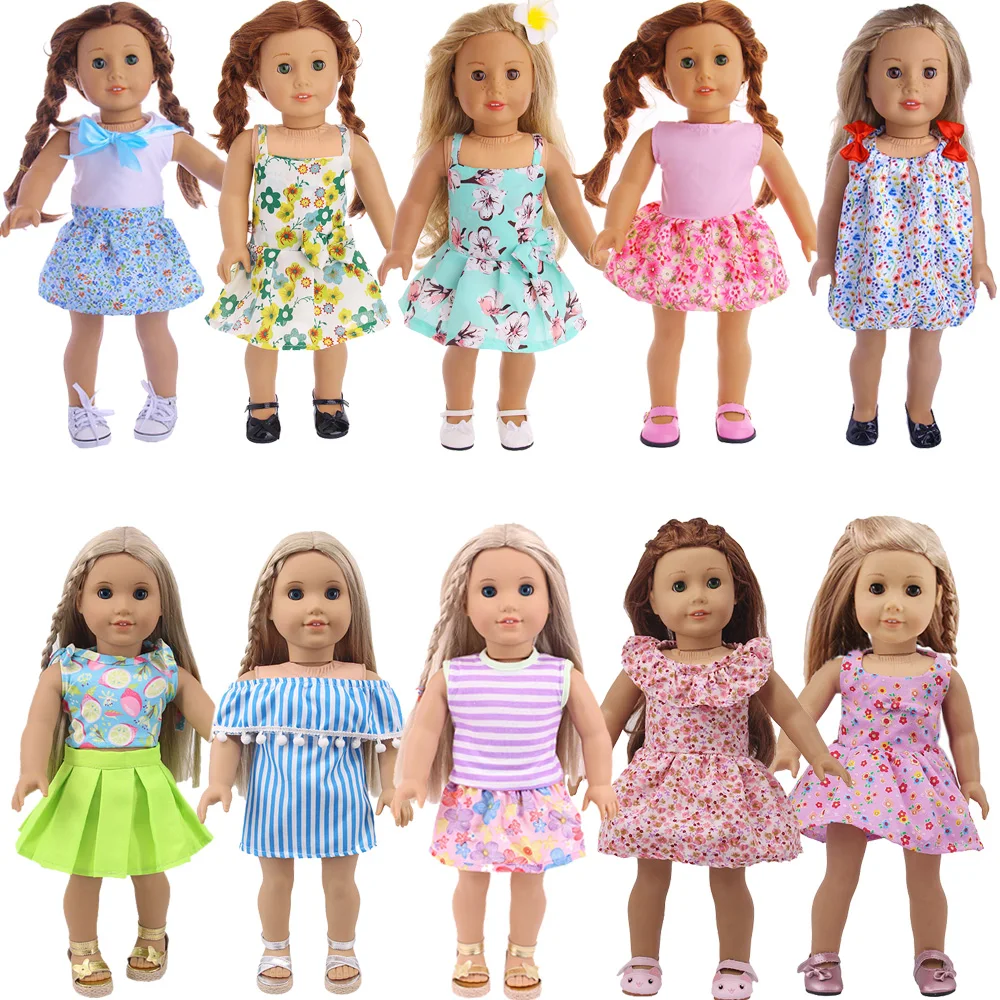 

Doll Clothes Summer Sling Dress Fit 18 Inch American&43 CM Reborn Baby Doll Accessories,Girl's Toys,Generation,Birthday Gift