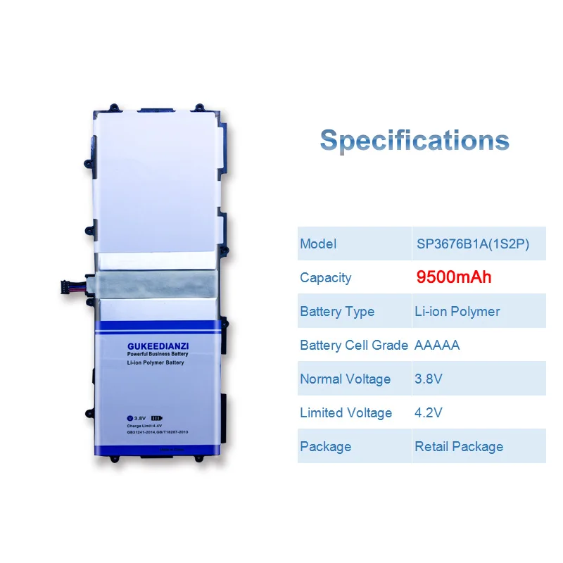 9500mAh SP3676B1A 1S2P Battery For Samsung Galaxy Note10.1 Tab2 N8000 N8010 P5100 P5110 P7500 P7510 Tablet Replacement Batteries |