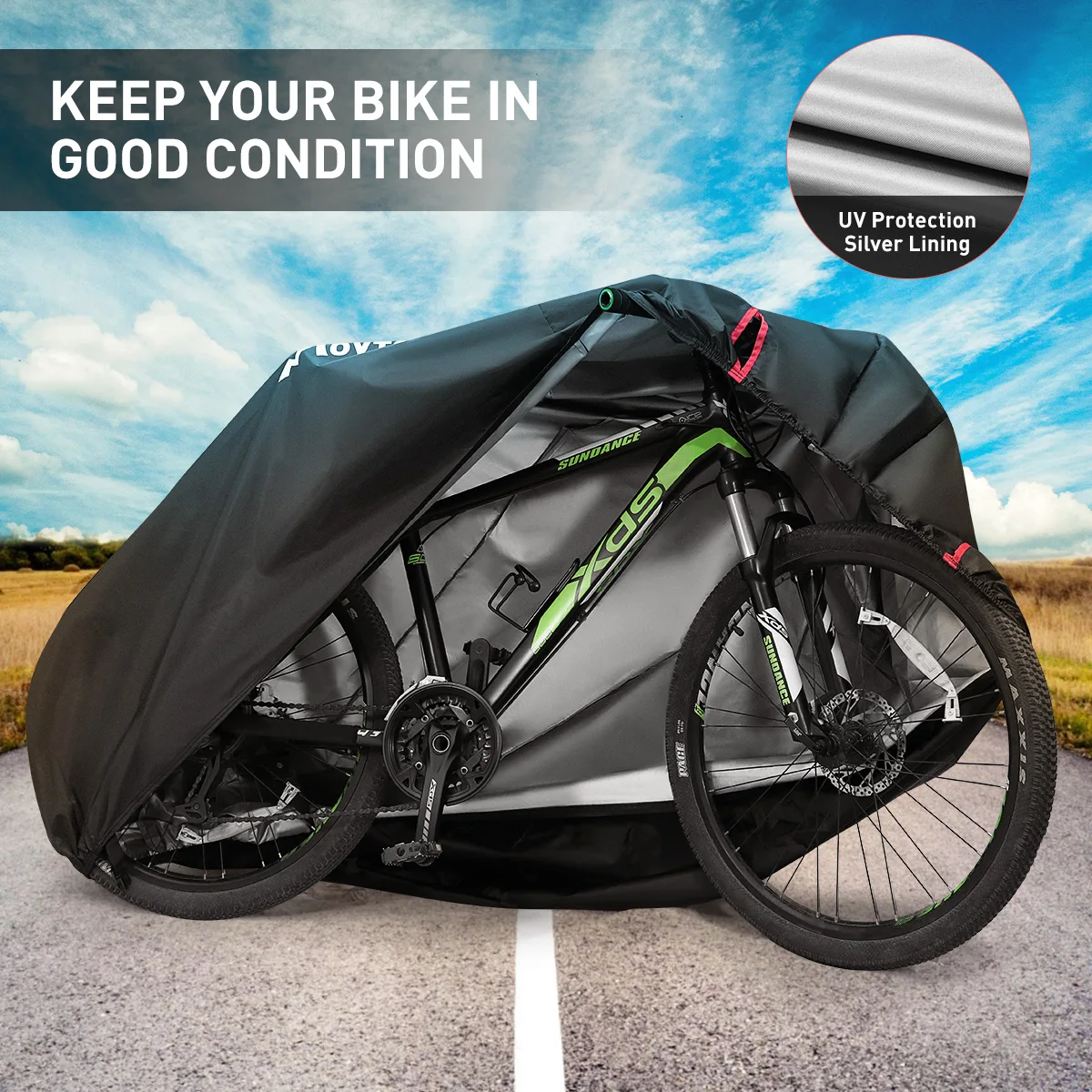 

Clispeed Waterproof Bike Cover Heavy Duty 210D Oxford Bicycle Cover for Mountain Road Electric Bike Hybrid Outdoor Storage