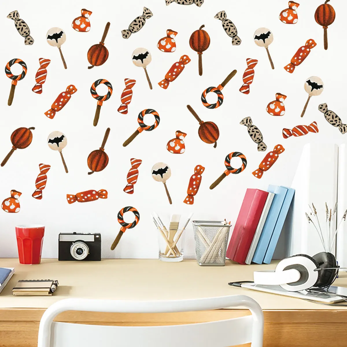 На Хэллоуин с надписью Trick или Treat леденец сахар Наклейки на стены для