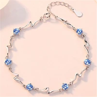 romantic women silver plated aaa zirconia bracelets chain charm women cz crystal bracelet female engagement valentines jewelry