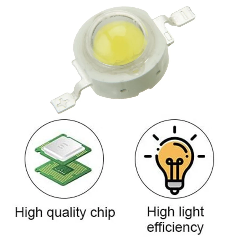 

GTBL 100PCS LED Beads White LED Light 1W High Power Lamp Chip 6000-6500K LED Chip