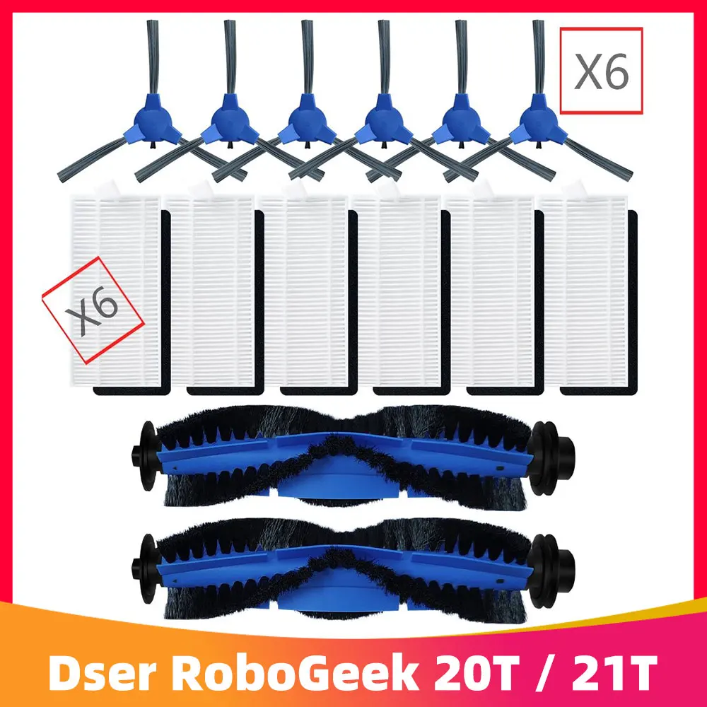 

Dser RoboGeek 20T / 21T / 22T / 23T Replacement Robotic Vacuum Main Roller Side Brush Filter Spare Parts Accessories