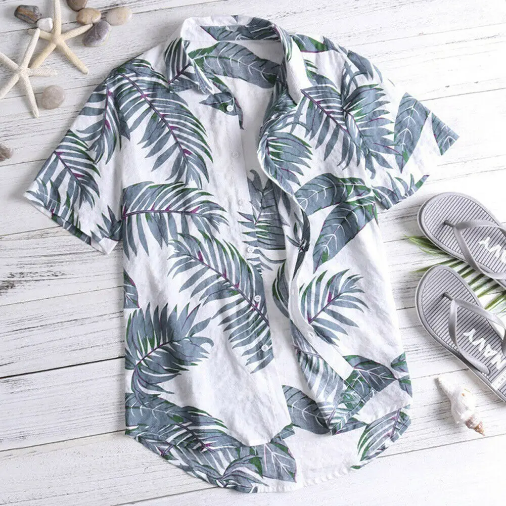 

Hawaiian Shirt Mens Summer Floral Print Beach Short Sleeve Casual Luau Shirt Tops Holiday Shirts Tops