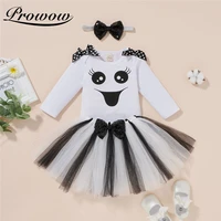 prowow halloween baby girl costume 3 pcs newborn bobysuitdress party baby clothes set pumpkin ghost printed kids girls clothing