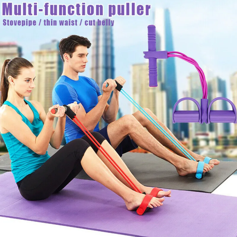 

4 Tube Fitness Elastic Sit Up Pull Rope Abdominal Exerciser Home Gym Sport Equipment Yoga equipment Pilates Workout Exerciser