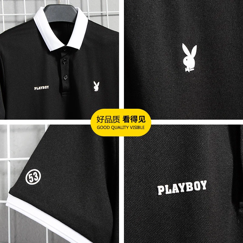 

PLAYBOY New Men Tops Shirts Summer Fashion Men Short Sleeve Loose Polos Shirts Male Tops Tees Para Hombre Brand Clothing PB1510