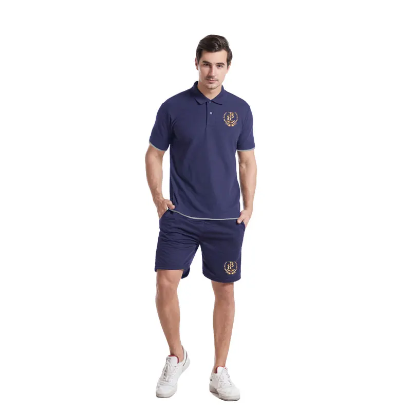 

Casual Sports Suit Men Lapel Short Sleeve Poloshirt+Sweat Shorts Two-piece Quick-drying Breathable Fitness Jogging Suit