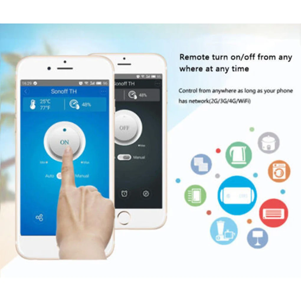 5 шт. SONOFF TH10/ TH16 WiFi умный переключатель датчик температуры и влажности пульт