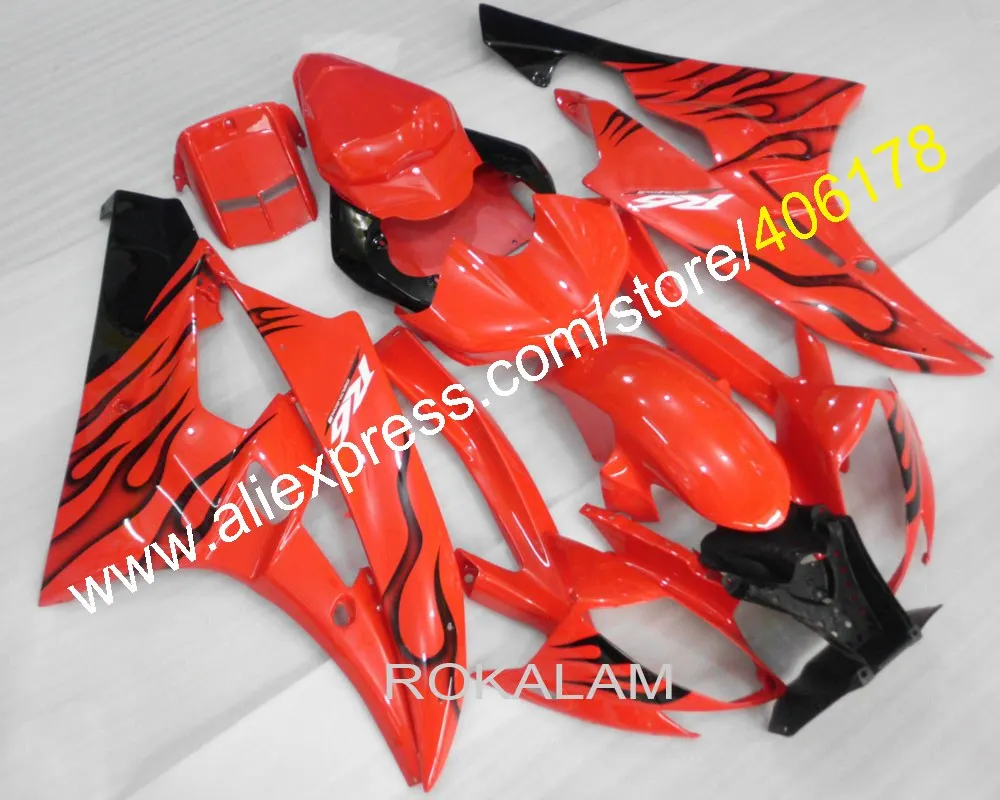 

Уличные Обтекатели для Yamaha 2006 2007 YZF 600 R6 Black Flame YZFR6 06 07 КОМПЛЕКТЫ КУЗОВОВ (литьё под давлением)