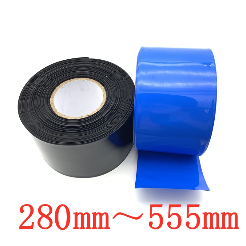 Термоусадочная трубка из ПВХ 2 м 280 мм ~ 555 синяя черная усадочная для кабеля