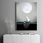 Одинокий полярный медведь настенные художественные плакаты и принты минималистичные животные картины Настенная картина для гостиной современный декор