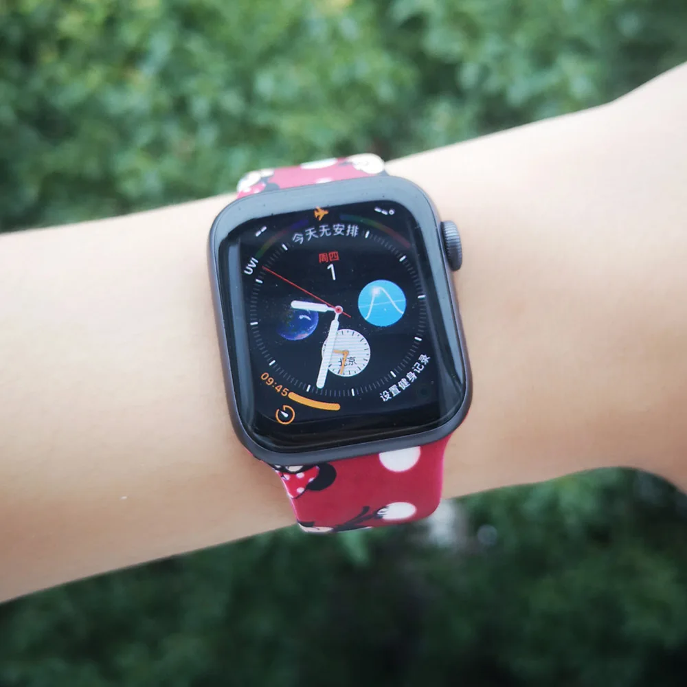Мультфильм браслет с подвеской в виде мыши ремешок для iwatch серии 4 3 2 1 40 мм 44 мм спортивный силиконовый ремешок для Apple watch 38 мм 42 мм женский браслет