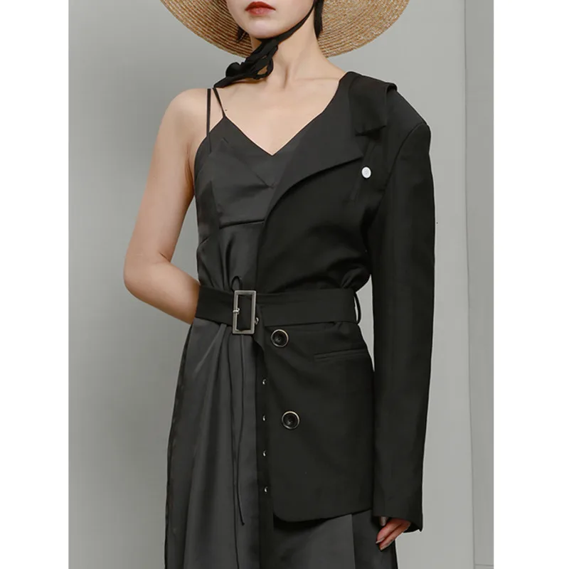 LANMREM 2020 Весна Новый модный тренд женский с длинным рукавом сплошной цвет