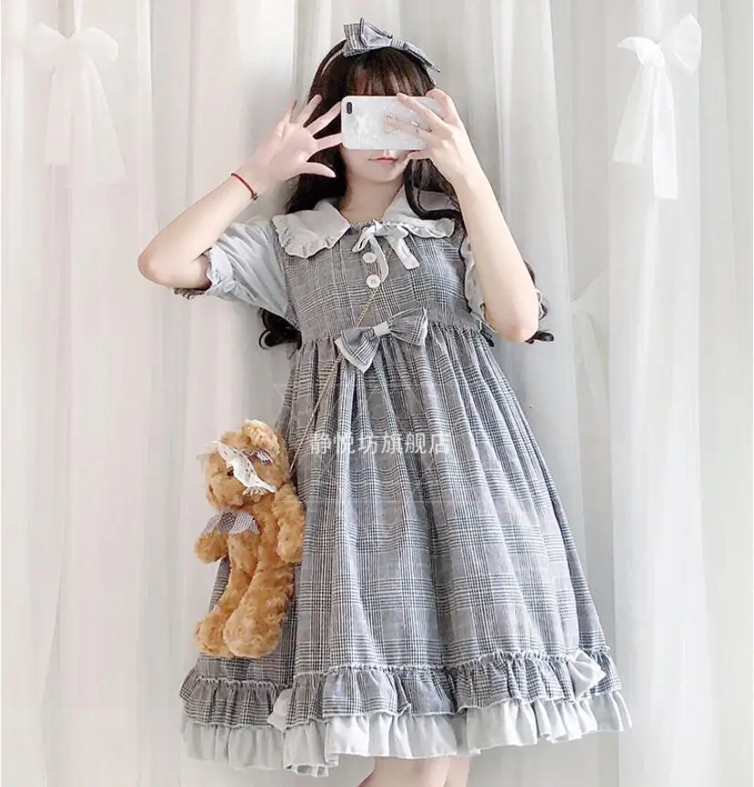 

Винтажное готическое платье лолиты с длинным рукавом/коротким рукавом, Cos, милое японское милое платье принцессы для чаепития
