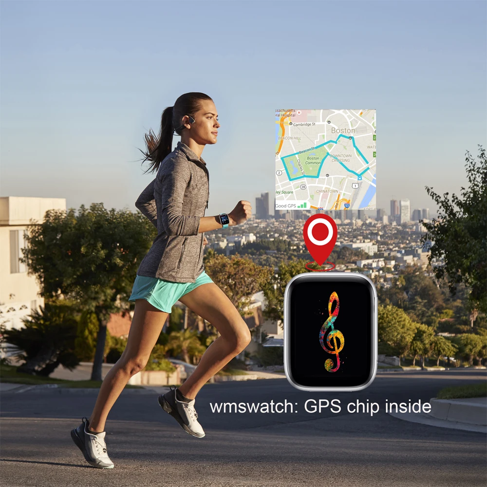 Смарт-часы Smochm IWO Wifi GPS MP3 музыка Беспроводные водонепроницаемые Bluetooth серии 5 44 мм
