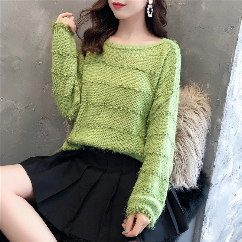 

1356939 real shot new solid color hollow wool Pullover Sweater 2019jd
