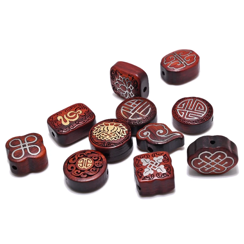 MZ-B Nepal Inlaid Copper Beads Natural Rosewood Beads Tibetan Bead Antique Golden For Jewelry Making DIY Bracelet Yoga Necklace
