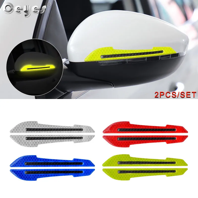 Ceyes Car Styling Reflective Stickers Decor Warning Safety Mark Strip Tape On Rearview Mirror Universal Exterior Accessories - Универсальные наружные аксессуары в виде отражающих стикеров Ceyes для украшения, предупреждения и безопасности на заднем видео 