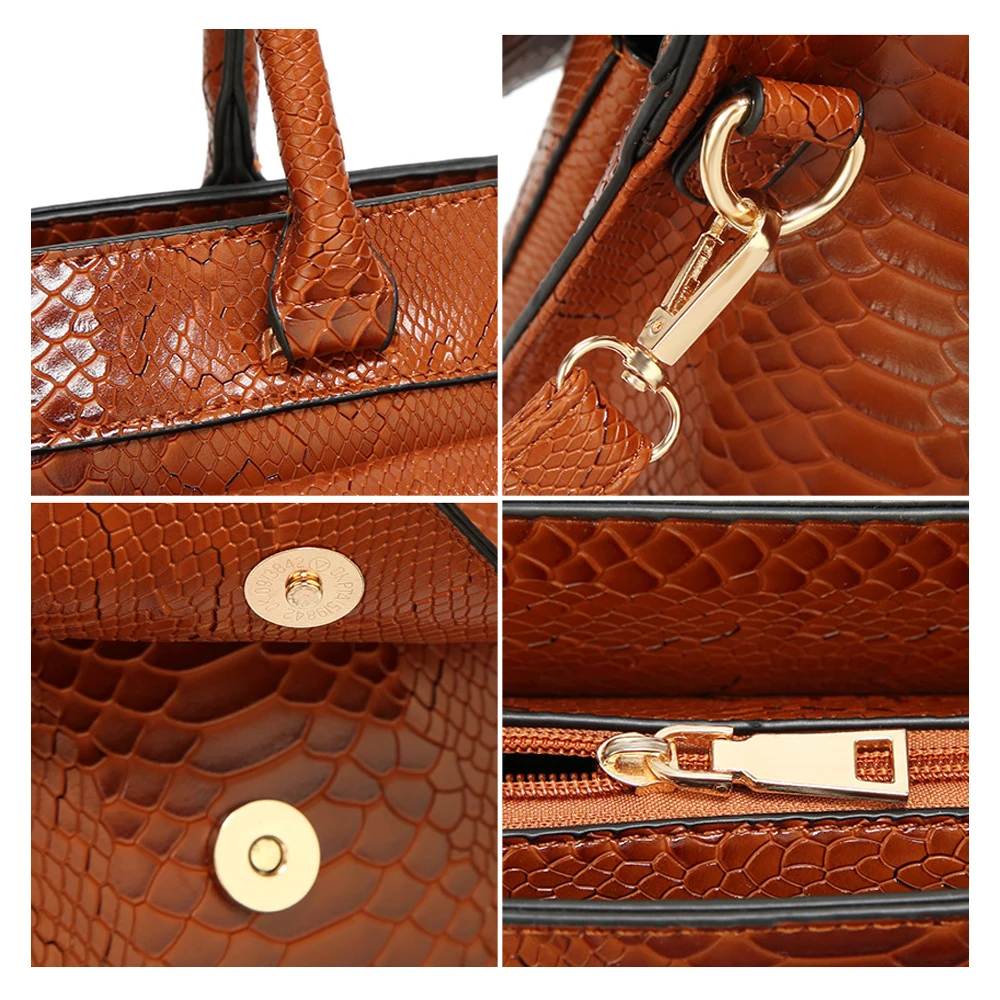 Herald Fashion Serpentine Women Top-handle Bag Female Leather Shoulder Causal Totes High Quality Vintage Ladies' Handbag |