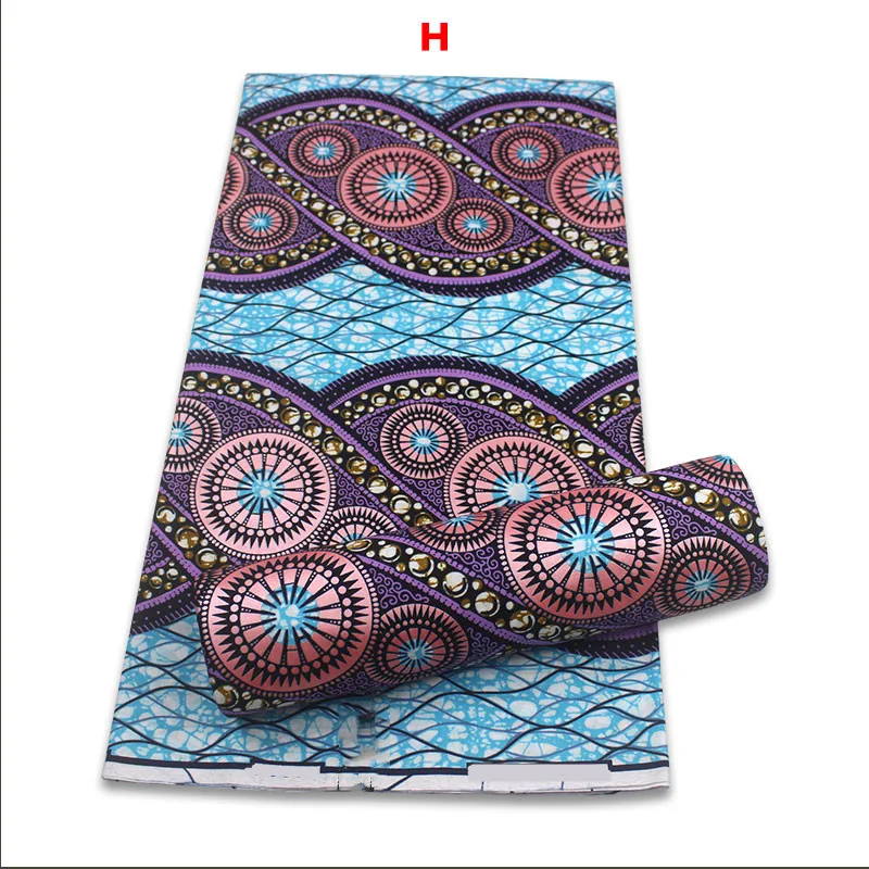 

New Arrival Green Flowers Gold -Wax- Fabric 100% Cotton High Quality Nigerian Style Ankara Tissue Pagne 6Yards for Dress Y0131-4